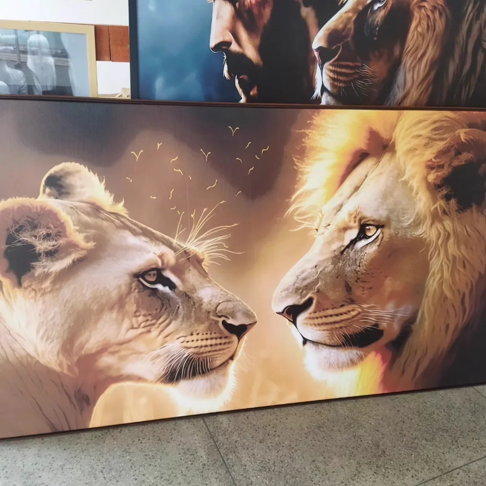 Quadro de casal de leões